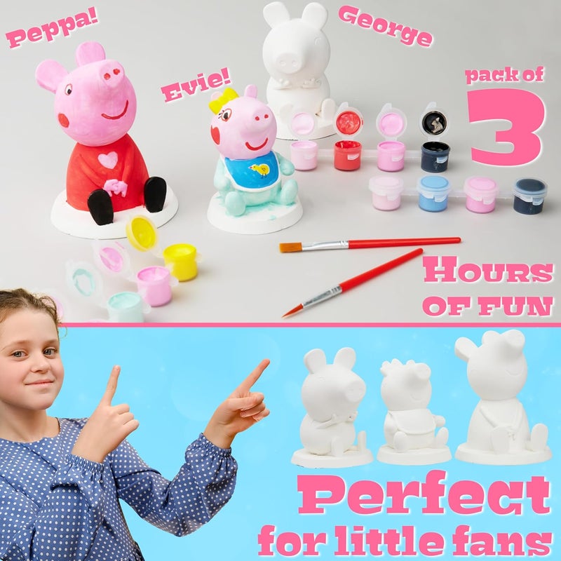 Get Trend Peppa Pig Paint Your Own Figurines Kit, Plaster Painting Set for Kids, Arts and Crafts for Girls, DIY Craft Kit, Gifts for Girls (Multi Peppa Pig) - Image 2